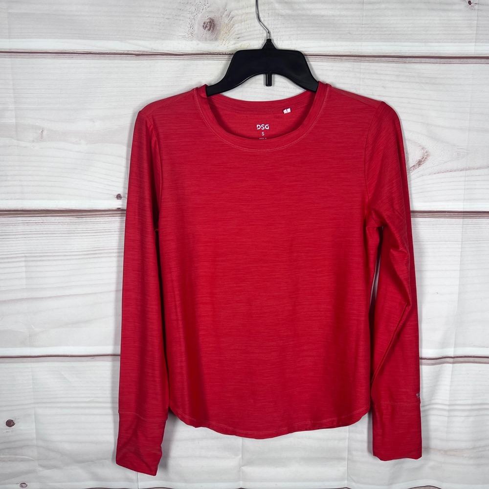 DSG Long Sleeve T-Shirt Women Small Red Activewear Crew Neck Stretch Performance